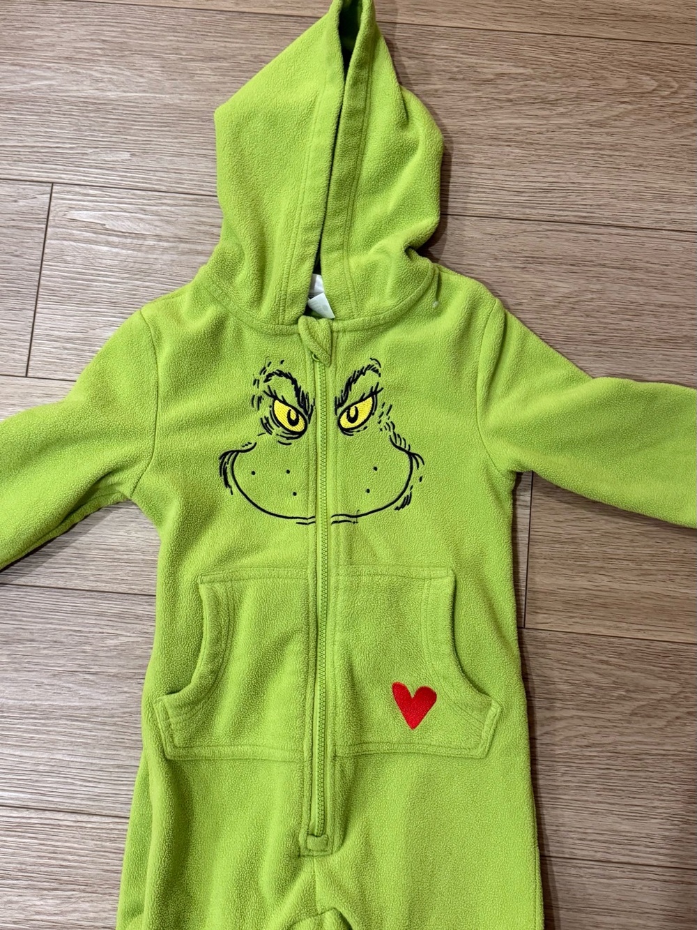 Hanna Anderson Grinch Hooded Kids One-Piece Fleece